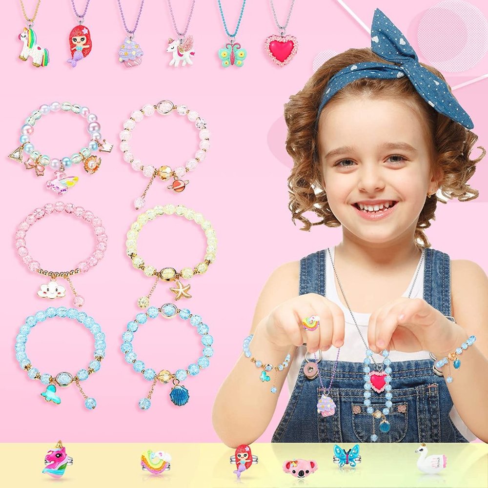 New 18 Pcs Kids Jewelry for Girls Necklaces Bracelets and Rings Set with Unicorn